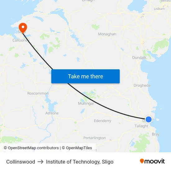 Collinswood to Institute of Technology, Sligo map
