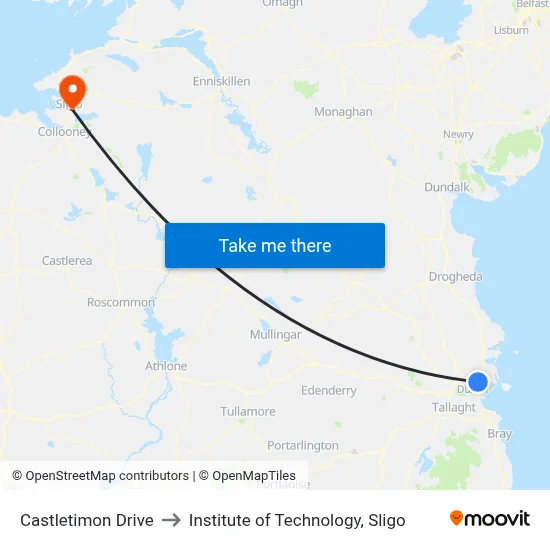 Castletimon Drive to Institute of Technology, Sligo map