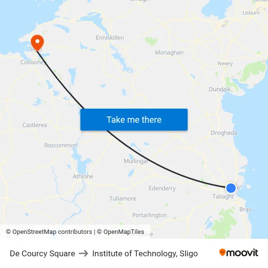 De Courcy Square to Institute of Technology, Sligo map