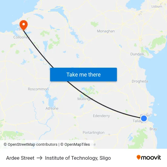 Ardee Street to Institute of Technology, Sligo map