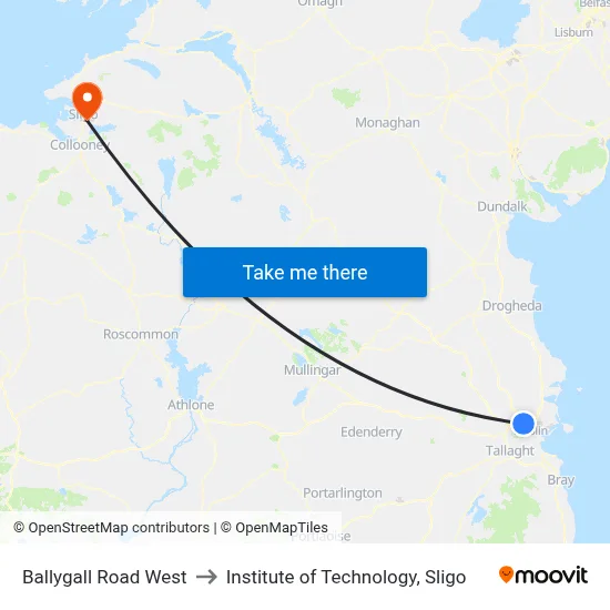 Ballygall Road West to Institute of Technology, Sligo map