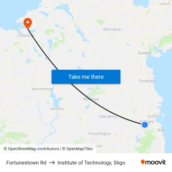 Fortunestown Rd to Institute of Technology, Sligo map