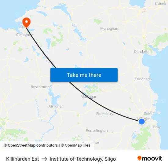 Killinarden Est to Institute of Technology, Sligo map