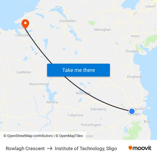 Rowlagh Crescent to Institute of Technology, Sligo map