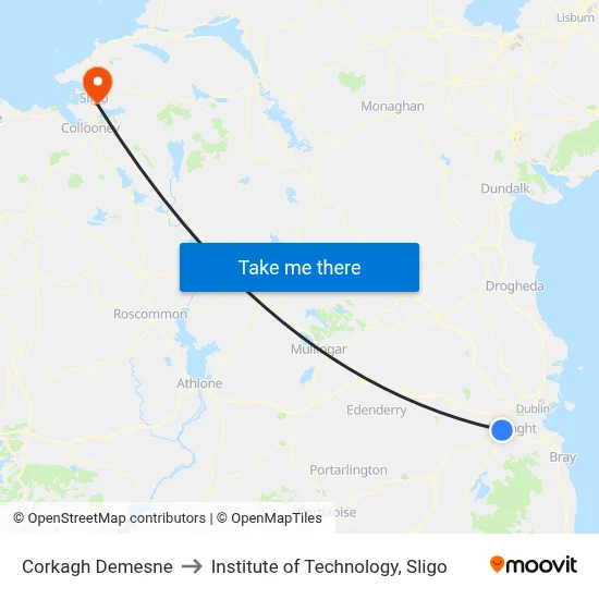 Corkagh Demesne to Institute of Technology, Sligo map