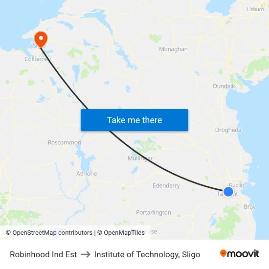 Robinhood Ind Est to Institute of Technology, Sligo map