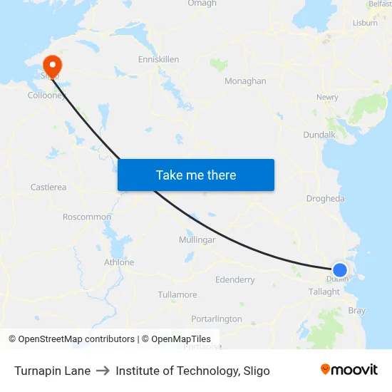Turnapin Lane to Institute of Technology, Sligo map