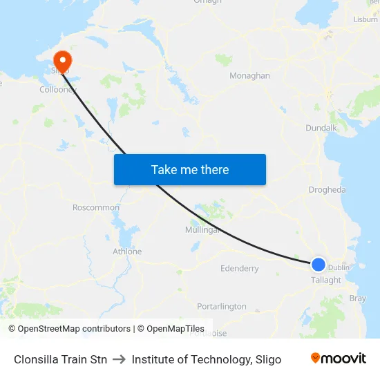 Clonsilla Train Stn to Institute of Technology, Sligo map