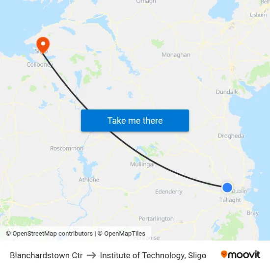 Blanchardstown Ctr to Institute of Technology, Sligo map