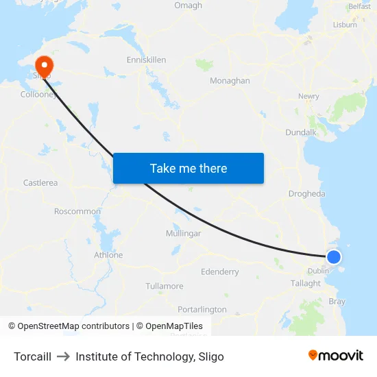 Torcaill to Institute of Technology, Sligo map