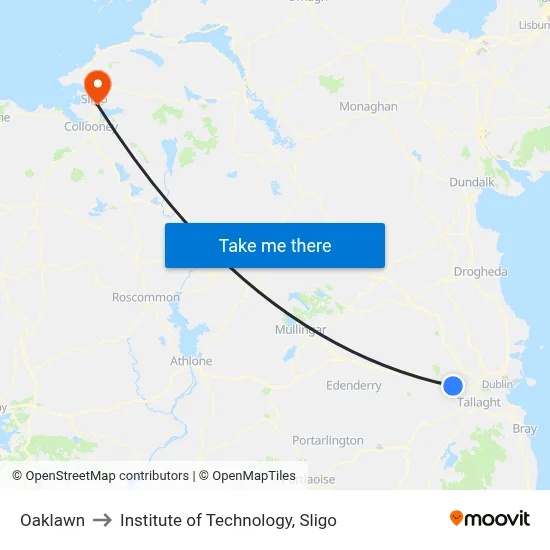 Oaklawn to Institute of Technology, Sligo map