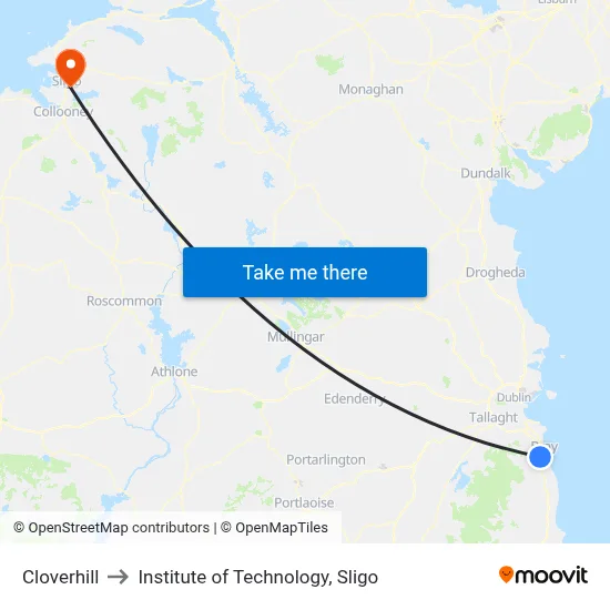 Cloverhill to Institute of Technology, Sligo map