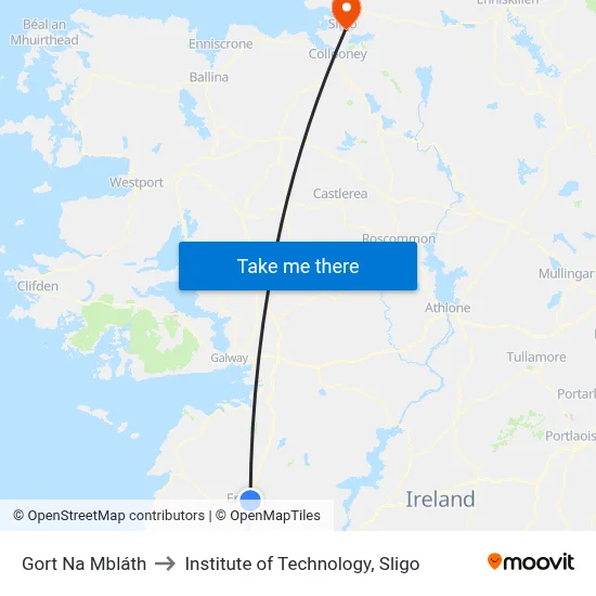 Gort Na Mbláth to Institute of Technology, Sligo map