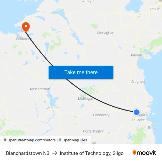 Blanchardstown N3 to Institute of Technology, Sligo map