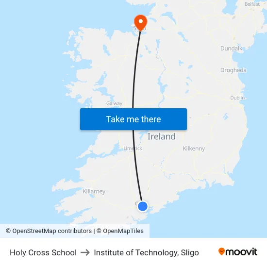 Holy Cross School to Institute of Technology, Sligo map