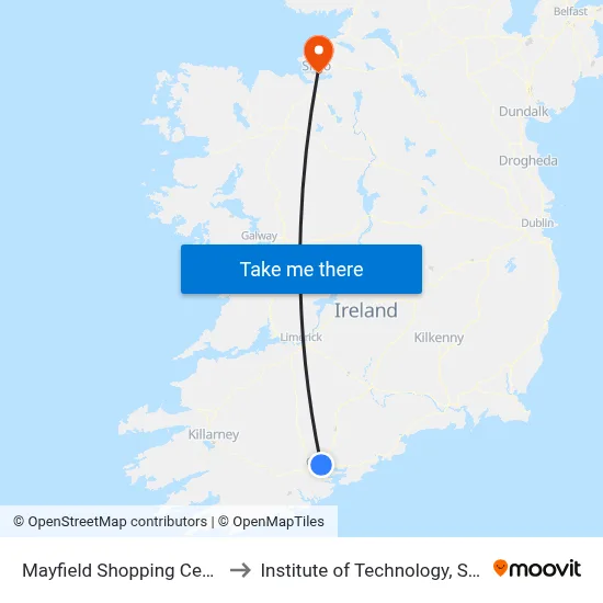 Mayfield Shopping Centre to Institute of Technology, Sligo map