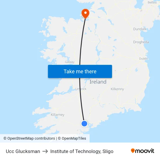 Ucc Glucksman to Institute of Technology, Sligo map