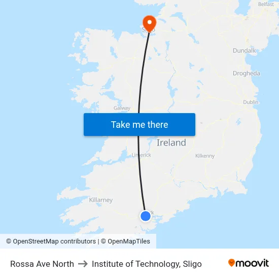 Rossa Ave North to Institute of Technology, Sligo map
