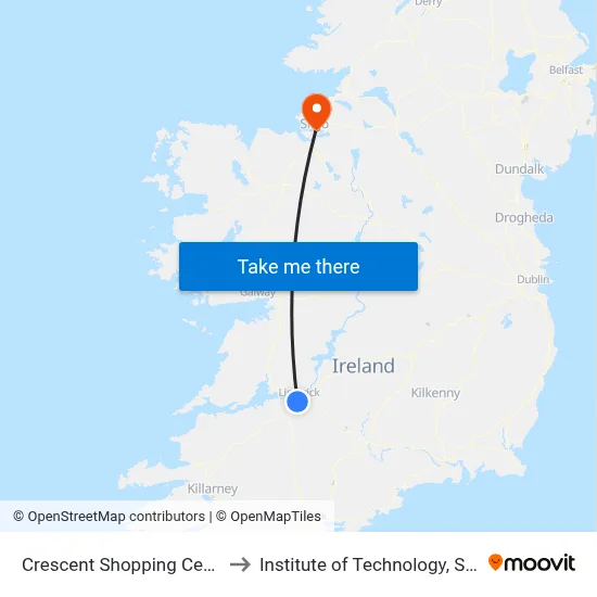 Crescent Shopping Centre to Institute of Technology, Sligo map