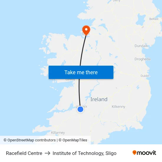 Racefield Centre to Institute of Technology, Sligo map