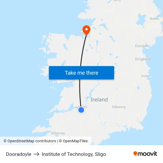 Dooradoyle to Institute of Technology, Sligo map