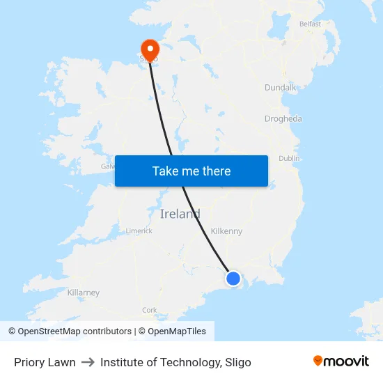 Priory Lawn to Institute of Technology, Sligo map