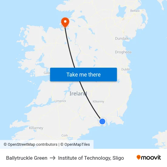 Ballytruckle Green to Institute of Technology, Sligo map