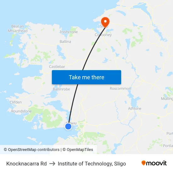 Knocknacarra Rd to Institute of Technology, Sligo map