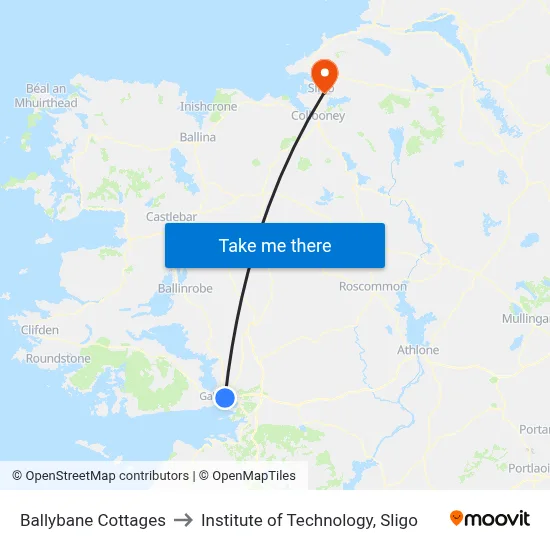 Ballybane Cottages to Institute of Technology, Sligo map
