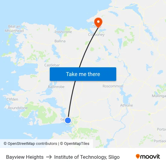 Bayview Heights to Institute of Technology, Sligo map