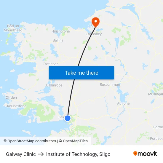 Galway Clinic to Institute of Technology, Sligo map