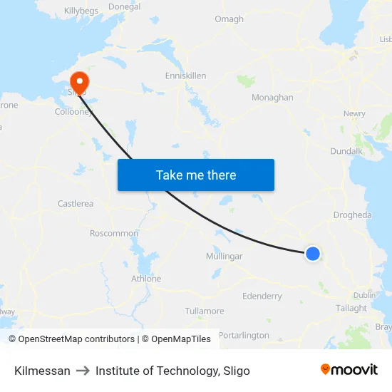 Kilmessan to Institute of Technology, Sligo map