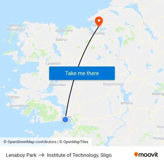 Lenaboy Park to Institute of Technology, Sligo map