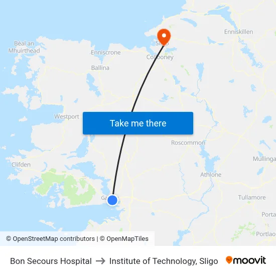Bon Secours Hospital to Institute of Technology, Sligo map