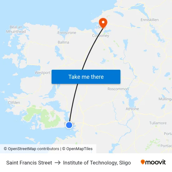 Saint Francis Street to Institute of Technology, Sligo map