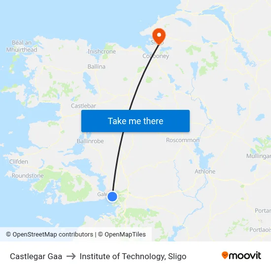 Castlegar Gaa to Institute of Technology, Sligo map