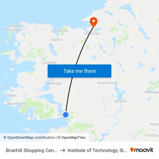 Briarhill Shopping Centre to Institute of Technology, Sligo map