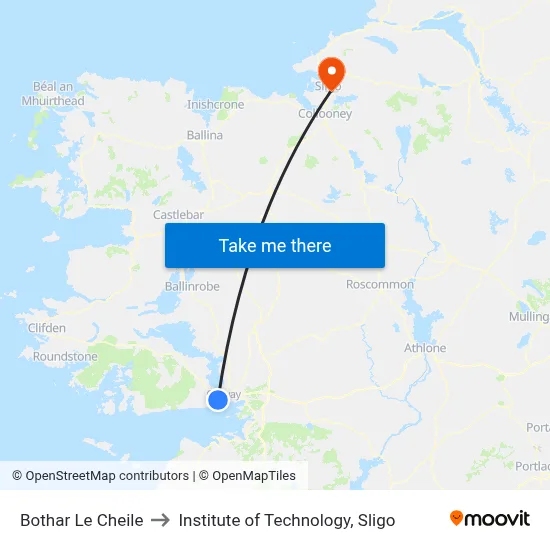 Bothar Le Cheile to Institute of Technology, Sligo map