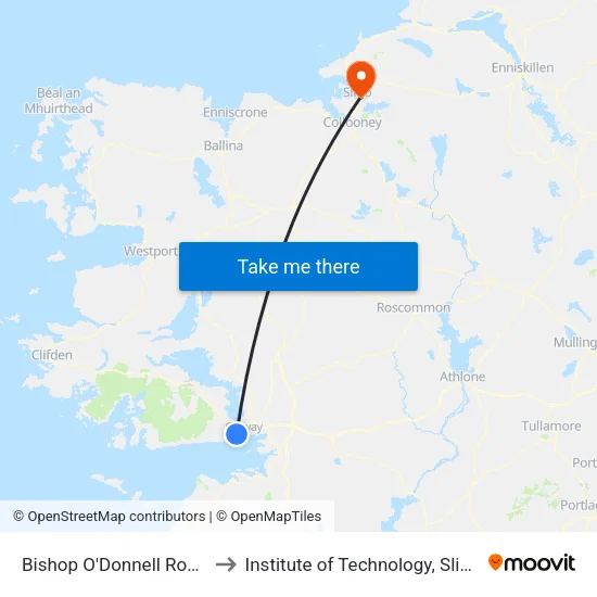 Bishop O'Donnell Road to Institute of Technology, Sligo map