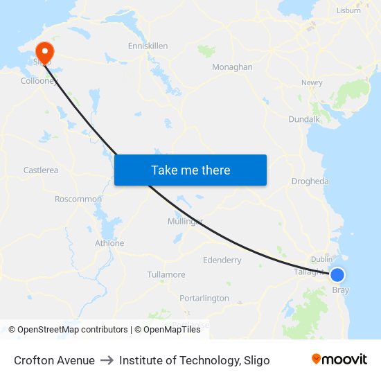 Crofton Avenue to Institute of Technology, Sligo map