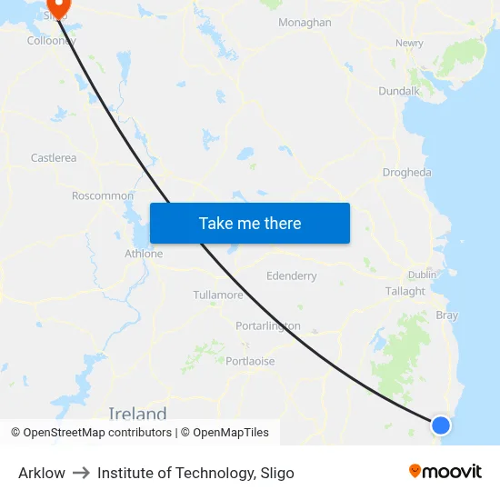 Arklow to Institute of Technology, Sligo map