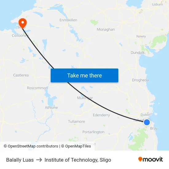 Balally Luas to Institute of Technology, Sligo map