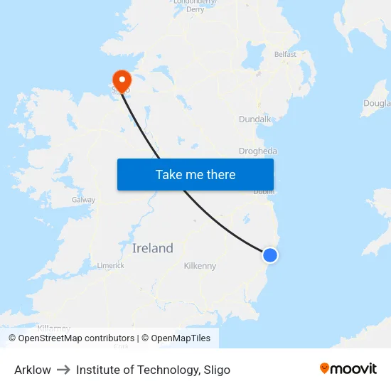 Arklow to Institute of Technology, Sligo map