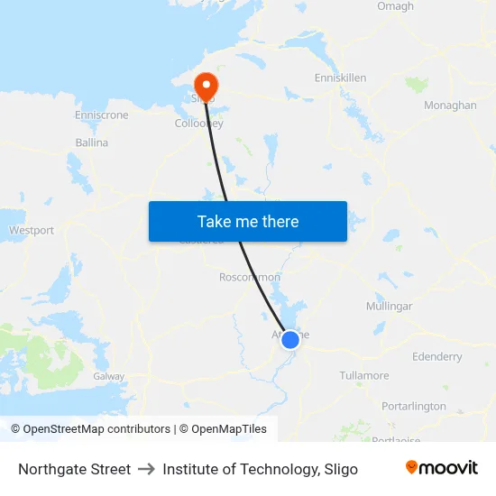 Northgate Street to Institute of Technology, Sligo map