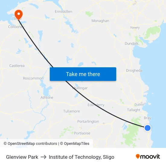 Glenview Park to Institute of Technology, Sligo map