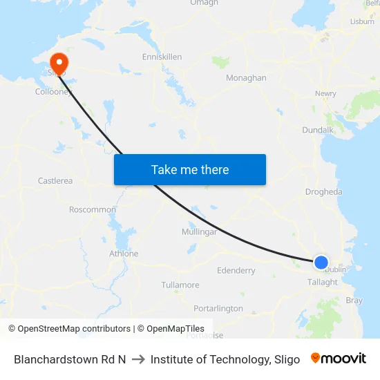Blanchardstown Rd N to Institute of Technology, Sligo map