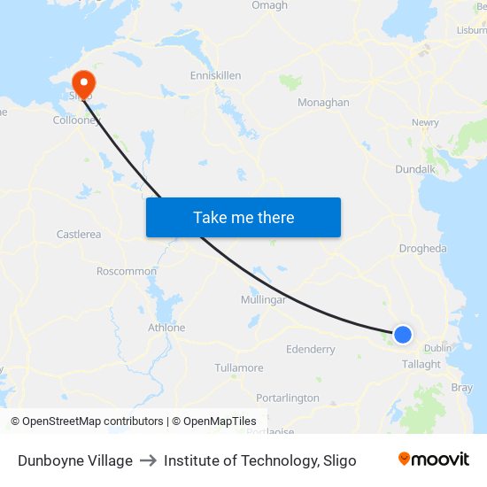 Dunboyne Village to Institute of Technology, Sligo map