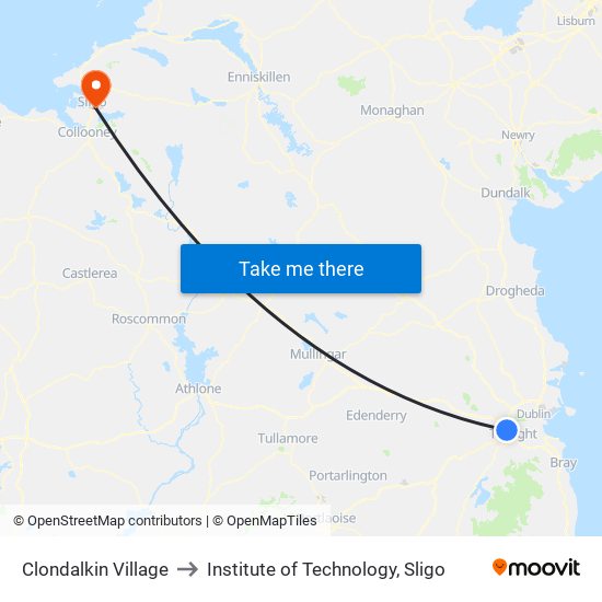 Clondalkin Village to Institute of Technology, Sligo map