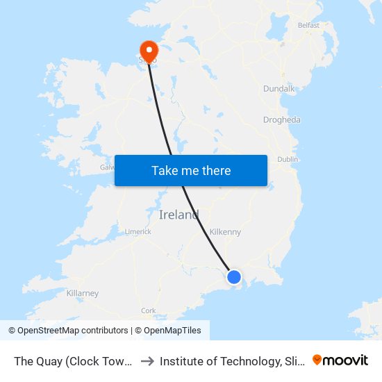 The Quay (Clock Tower) to Institute of Technology, Sligo map