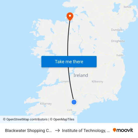 Blackwater Shopping Centre to Institute of Technology, Sligo map